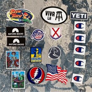 Champion Liquid Blue Nature Backs Rhoback Barstool Old Row OBX Yeti Sticker Pack